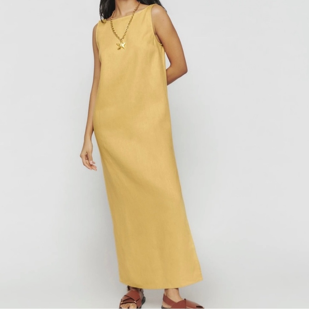 Reformation 100% Linen scoop back dress